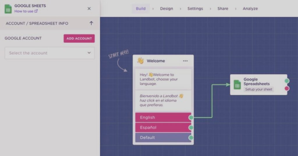 landbot google sheets add row mapping